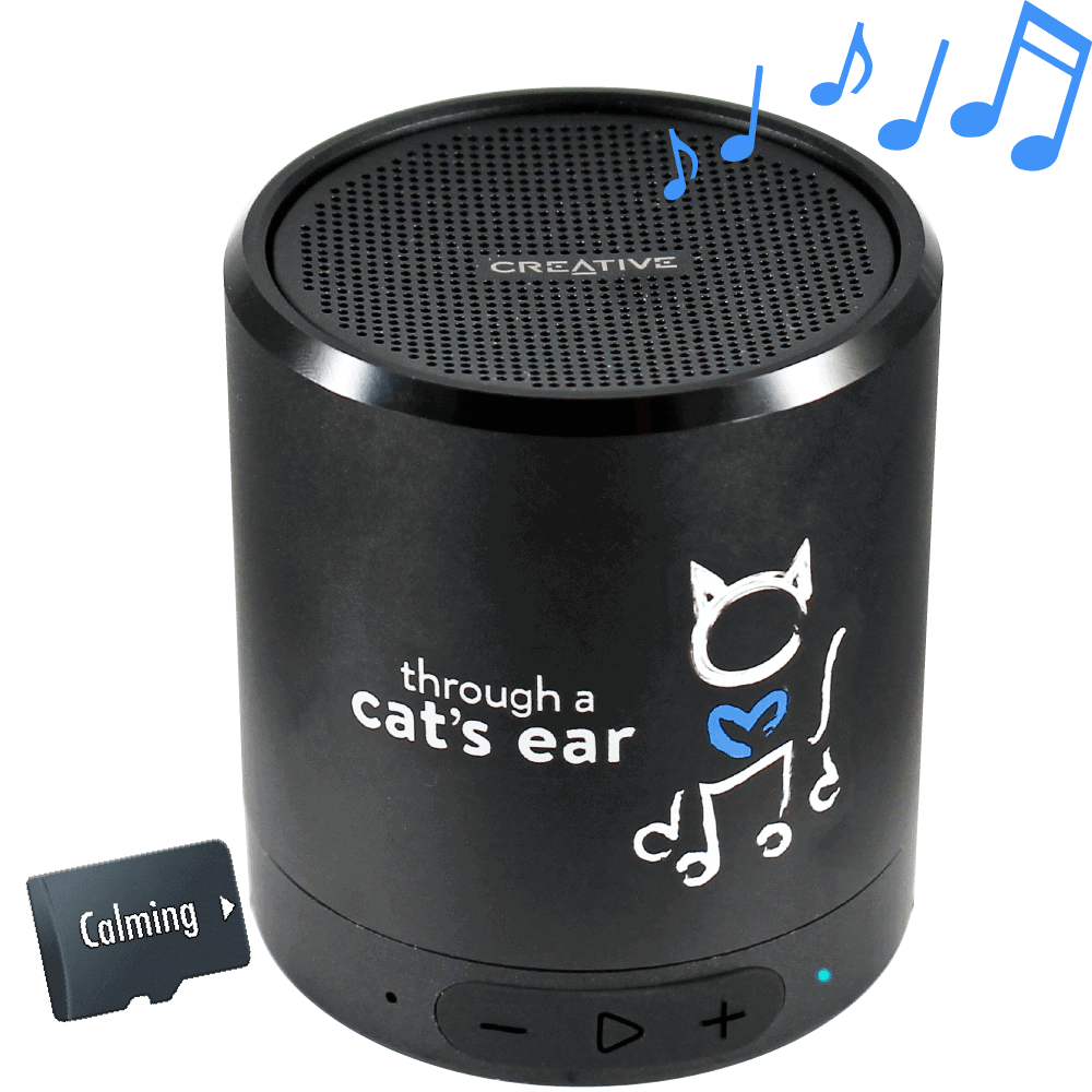 icalmcat portable speaker with calming feline tunes music sound therapy